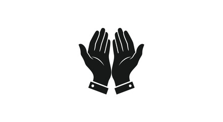 Obraz premium Black silhouette of two open hands facing each other on white