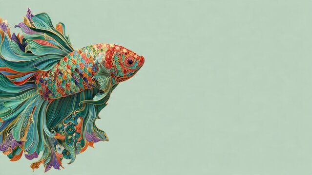 Vibrant Colorful Betta Fish Illustration