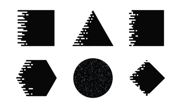 Speed Effect Geometric Shape Set Vector Illustration with Motion Blur Elements for Logo Design