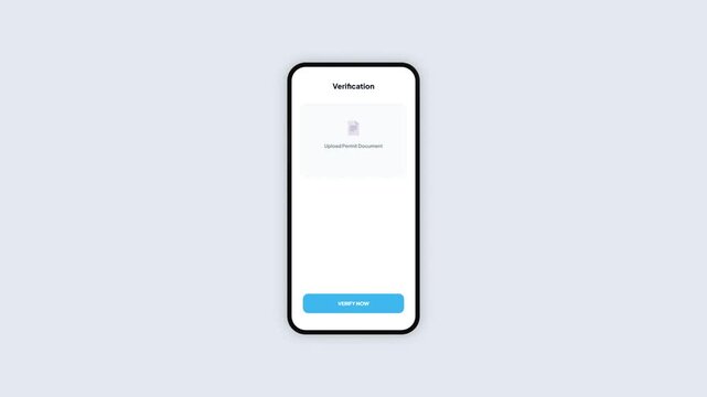 Mobile application permit document verification sequence with progress indicator and red car success icon