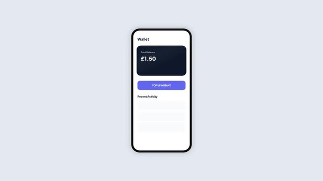 Financial Mobile App UI Animation Showing Instant British Pound Sterling Top Up Success