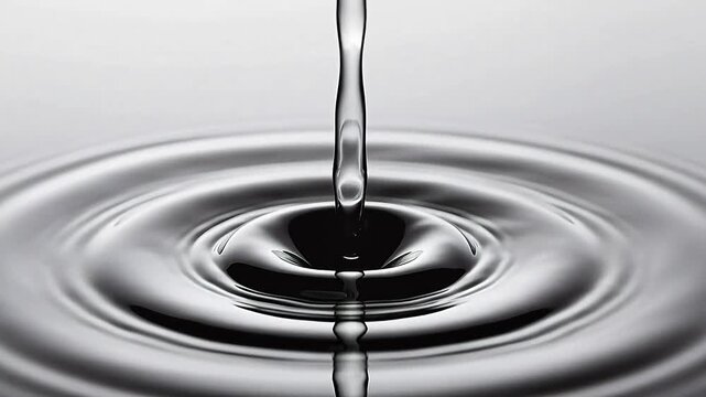 Water drop suspended above rippling water