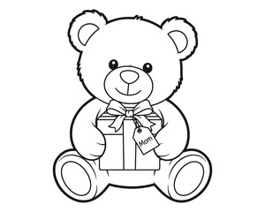 Obraz premium Mother's day gift idea adorable teddy bear holding a present