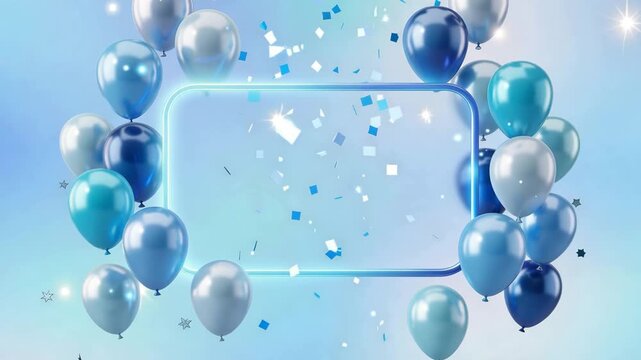 Pastel Balloon Celebration Frame with Soft Gradient Glow, Birthday Party Design, Anniversary Event Template, Festive Background, Copy Space, Video