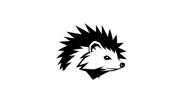 Creative porcupine icon in black silhouette style for logos and designs