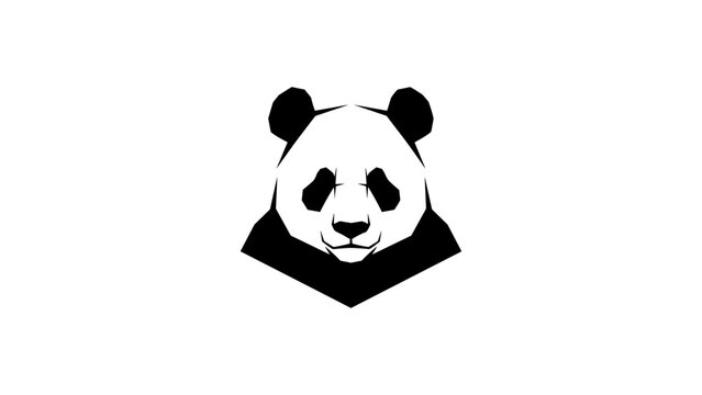 Modern geometric panda head design in black and white