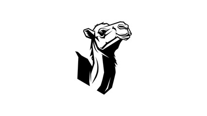 Fototapeta premium Bold camel head logo design featuring geometric black lines