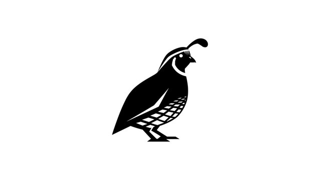 Stylized quail silhouette logo design in black