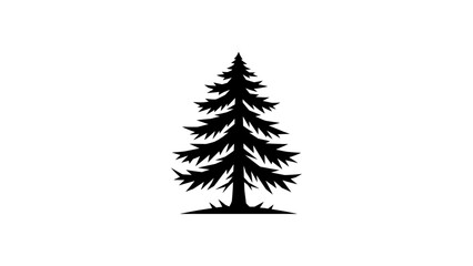 Obraz premium Silhouette of a lone pine tree in minimalist black design