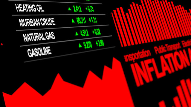 Inflation Alert Financial Chart with Rising Cost of Living and Market Data
