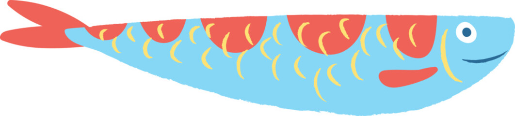 Fototapeta premium Childish Crayon Sardine Sea Fish
