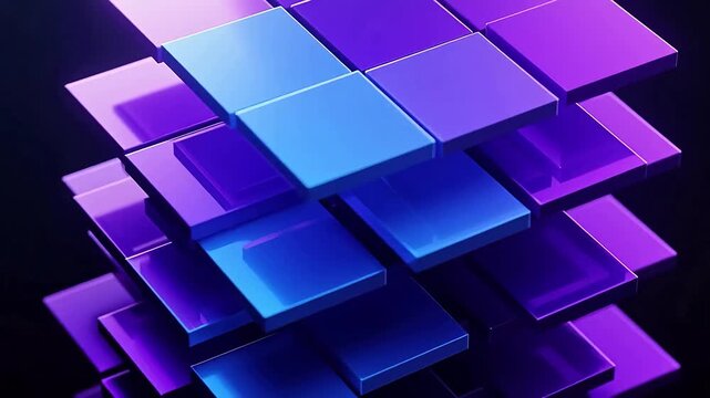 Glowing geometric cubes in neon array