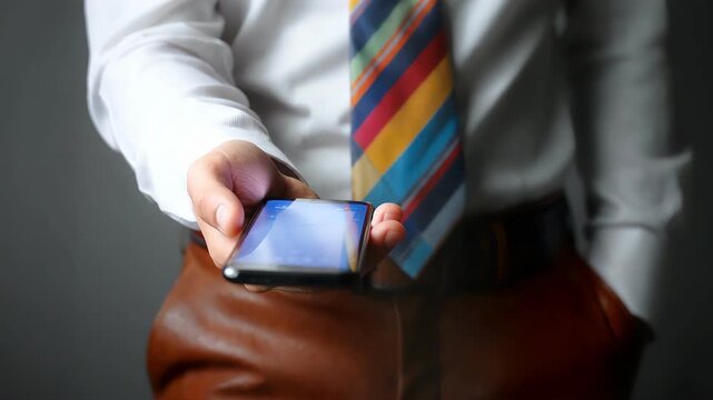 Man in professional office wear showing empty white pockets