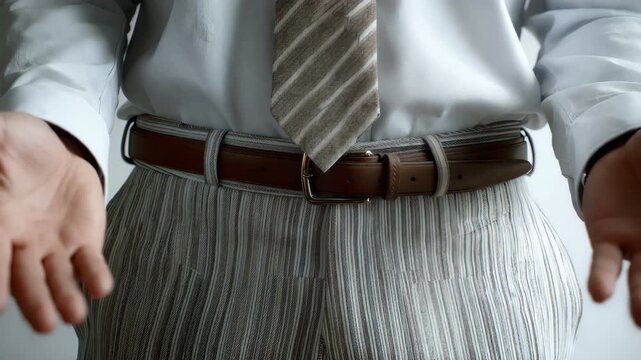 Businessman checking his luxury watch after showing empty pockets