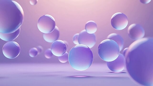 Floating translucent bubbles in soft purple-pink gradient