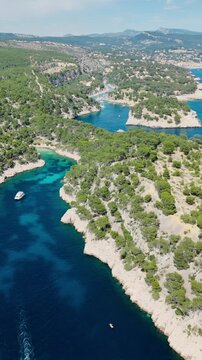 Calanque de Cassis in the Calanques National Park, Aerial view, Southern France