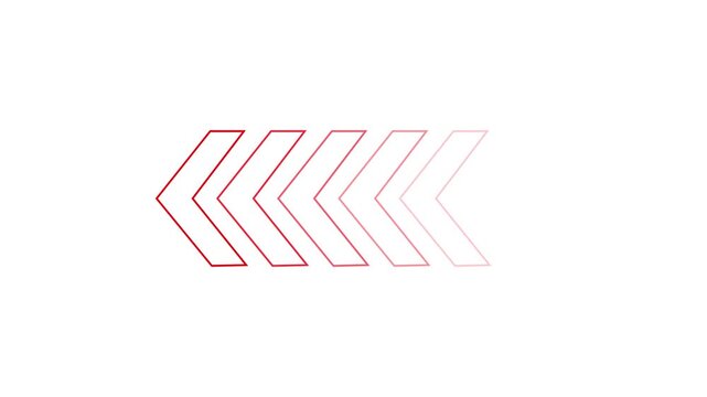 Sequential arrows fading from red to pale pink pointing leftward