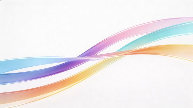 Colorful flowing ribbons on white background