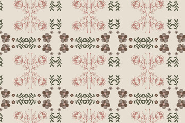 Fototapeta premium Tiny Garden Elegance Geometric Spring Evergreen Seamless Pattern micro floral seamless patterns with dense, tiny-scale blooms, ideal for luxury fabrics, apparel, wallpapers, and gift wrap.