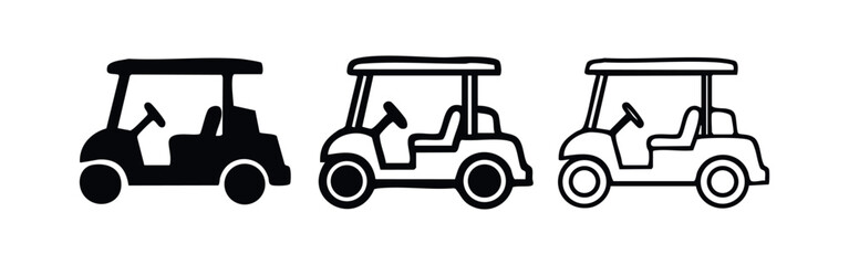 Golf buggy icon set. Electric golf car and course transport symbols. © liubomir118809