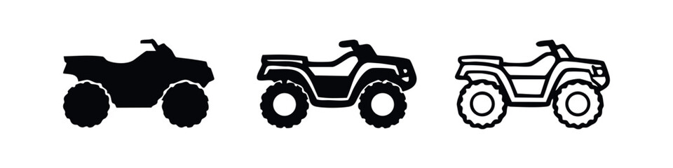 ATV quad bike icon set. All-terrain vehicle symbol in various styles. © liubomir118809
