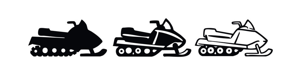 Snowmobile Winter Vehicle Icon Set. Arctic Transport Vector Illustration. Cold Season Recreation Symbol. © liubomir118809