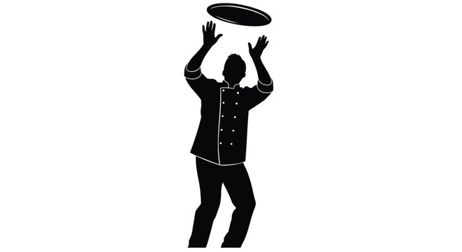 Black silhouette of man playing frisbee vector icon