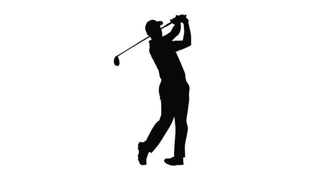Vector silhouette of a golfer swinging a golf club