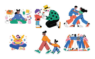 Fototapeta premium Colorful of people in various social and leisure activities