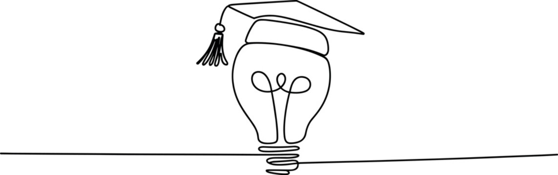 Lightbulb with graduation cap symbolizing education and enlightenment