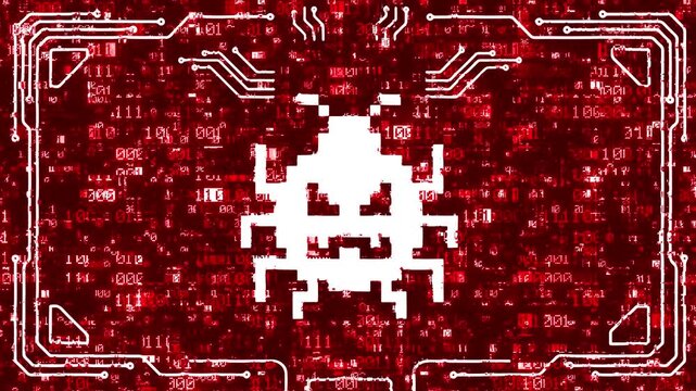 Severe technological disaster showing a compromised computer network. Represents malware infiltration, server takeover, and digital defense failure