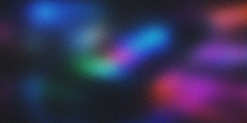 Obraz premium Abstract Dark Background with Vibrant Neon Light Spots and Grainy Film Texture Overlay