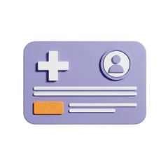 Obraz premium Medical id card icon with plus sign and profile isolated on transparent background