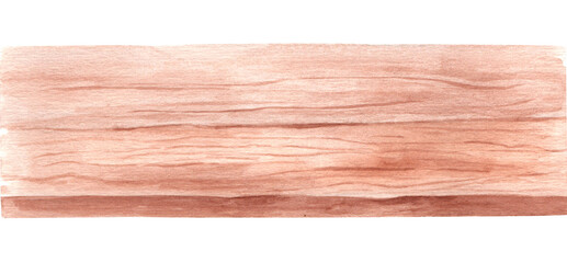 Fototapeta premium Watercolor illustration of plank with wood texture. Tabletop isolated on white background.