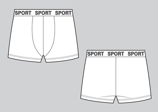 Men underpants with letters. Technical sketch