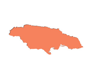 Fototapeta premium Map of Jamaica, sign silhouette. World Map Globe. Vector Illustration isolated on white background. Central America continent.