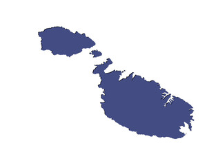 Fototapeta premium Map of Malta, sign silhouette. World Map Globe. Vector Illustration isolated on white background. Europe continent.