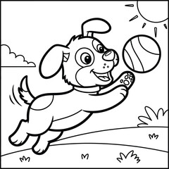 Fototapeta premium A playful dog jumping to catch a ball isolated on transparent background