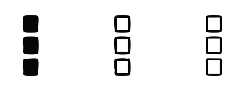 Vertical arrangement of rounded rectangle shapes, resembling mobile phones, in varying styles.
