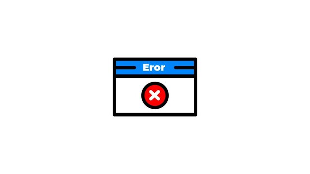 Digital system error message icon indicating a critical software failure or a problem with computer operation, displayed in a simple graphic style for technical alerts