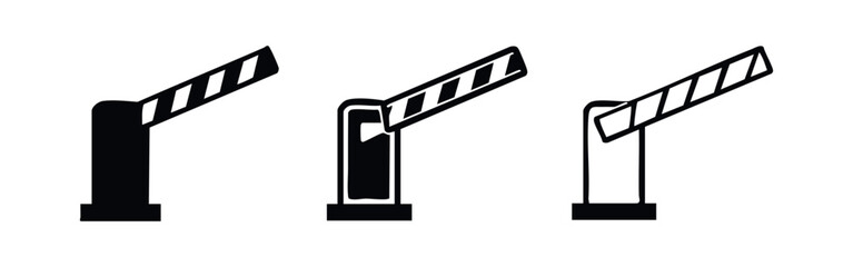 Open barrier gate icon set. Automatic boom gate symbol for parking and access control systems. © liubomir118809