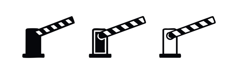 Closed barrier gate icon set. Automatic boom gate for restricted access and checkpoints. © liubomir118809