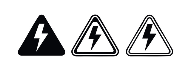 High Voltage Warning Sign Set, Danger Electricity Symbol Icons