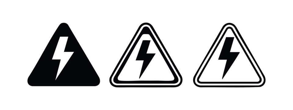 High Voltage Warning Sign Set, Danger Electricity Symbol Icons