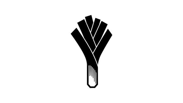 Abstract geometric leek icon in bold black and white design