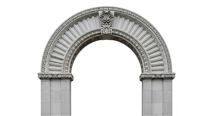 Obraz premium Ornate architectural archway in white, featuring detailed carvings and vertical lines