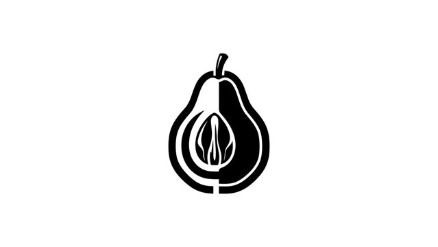 Modern minimalist pear slice design in bold black silhouette style