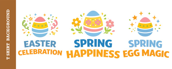 Fototapeta premium Colorful easter egg celebration design with cheerful spring happiness and egg magic theme isolated on transparent background