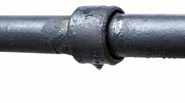Water dripping from rusty pipe: leakage and maintenance issues