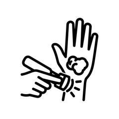 Obraz premium Black and white hand drawn peace sign gesture line art illustration
